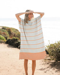 Colorblock Stripe Hooded Poncho - Mint