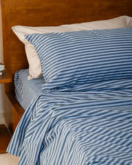 Classic Micro Twill Stripe Melange Pillowcase Set Indigo