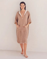 Falta Gauze Hooded Poncho - Warm Taupe
