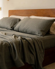 Classic Micro Twill Solid Melange Pillowcase Set Moss