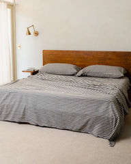 Classic Micro Twill Stripe Melange Flat Top Sheet Steel Grey